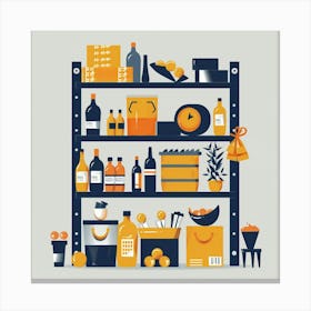 Illustration Of A Supermarket Shelf Canvas Print