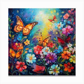 Butterflies In The Garden 1 Canvas Print