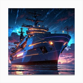 Ship At Night 1 Canvas Print