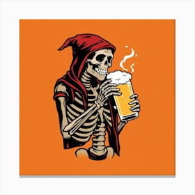 Skeleton Drinking Beer 5 Canvas Print