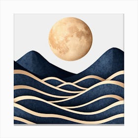 Moon And Waves 4 Canvas Print