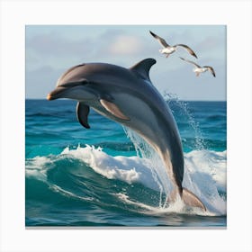 Dolphin Jumping Out Of The Water 2 Canvas Print