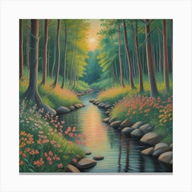 Sunset Serenity Blossoms By The Tranquil Stream (6) Canvas Print