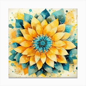 Yellow And Blue Flower Canvas Print