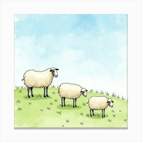 Sheep On A Hill 1 Canvas Print