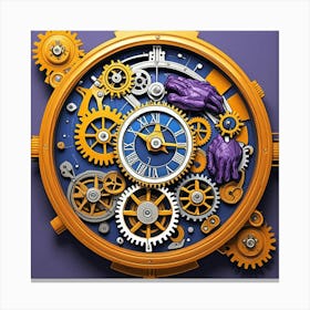 Steampunk Timepiece Cubism Style Canvas Print