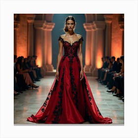 Red And Black Wedding Dress Canvas Print