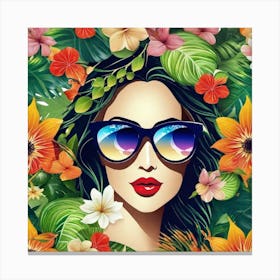 Portrait Of A Woman In Sunglasses 1 Canvas Print