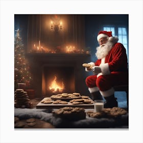 Santa Claus Eating Cookies 8 Canvas Print