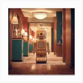 Robot In Hotel Hallway Canvas Print
