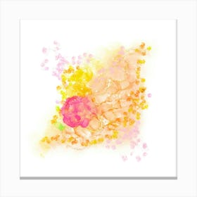 Abstract Ink Art – Warm Gold, Pink & Yellow Flow Stampe su tela