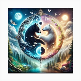 Yin Yang Bears Canvas Print