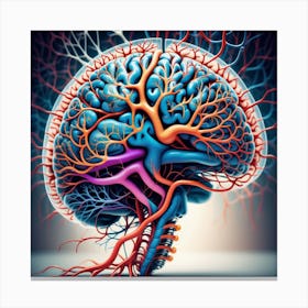 Human Brain With Blood Vessels 17 Canvas Print