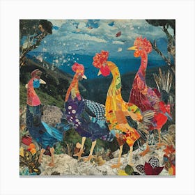 Kitsch Mosaic Rooster Collage Canvas Print