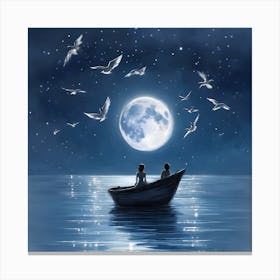 Couple In A Boat Canvas Print