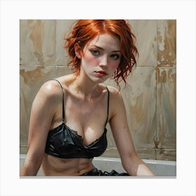 Girl In Black Canvas Print