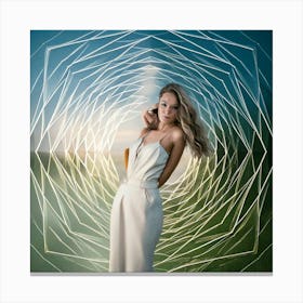 Firefly Graceful Woman With Noble Elegance And Geometric Dreamscape 58629 (2) Canvas Print