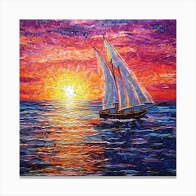 Sailboat At Sunset 7 Canvas Print