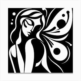 Fairy Wings Monochrome Abstract Canvas Print