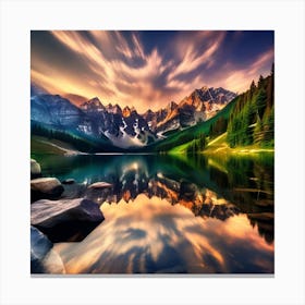 Sunset Mountain Lake 1 Canvas Print