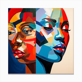 Two Women'S Faces 2 Canvas Print
