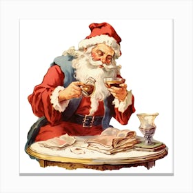 Santa Claus Drinking Coffee Canvas Print