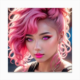 Pink Haired Girl vb Canvas Print