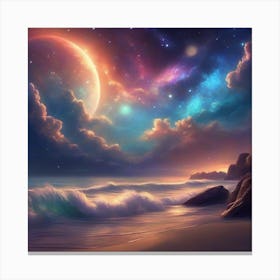 Moon And Stars Canvas Print