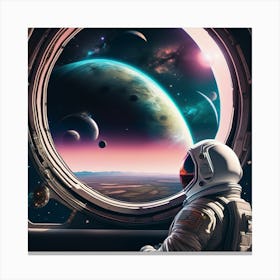 Astronaut Looking Out Of Spaceship Window Canvas Print