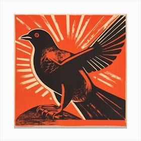 Retro Bird Lithograph Pigeon 3 Canvas Print