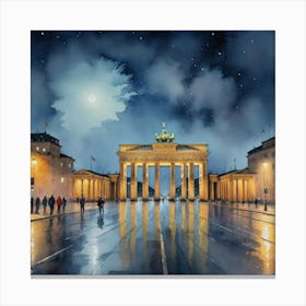 Brandenburg Berlin Gate At Night Canvas Print