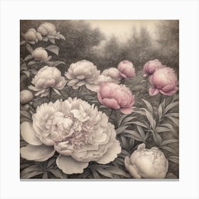 Mass Plantings Of Peonies 7 Canvas Print