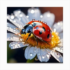 Ladybug On A Daisy Canvas Print