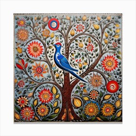 Blue Bird In A Tree Canvas Print