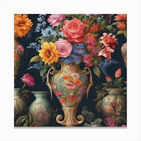 Vases And Flowers Canvas Print