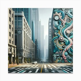 An Urban Street With Graffiti Style Painting With Textured Surfaces Canvas Print