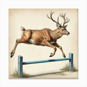 Deer Jumping Over Hurdles 1 Canvas Print