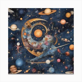 Planets In Space Canvas Print