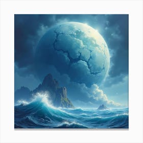 Titan In A Vivid Watercolor Stormy Sea 1 Canvas Print