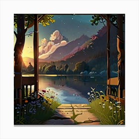 Sunset At The Lake Canvas Print