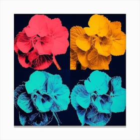 Andy Warhol Style Pop Art Flowers Hydrangea 1 Square Canvas Print