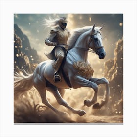 Knight Riding A White Horse Canvas Print