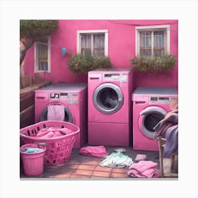 Pink Washing Machine Canvas Print
