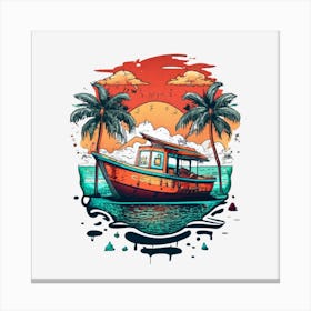 Boat At Sunset Canvas Print