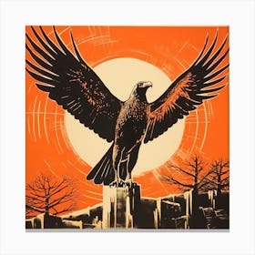 Retro Bird Lithograph Osprey 2 Canvas Print