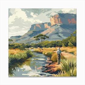 Man Fishing In The River Canvas Print