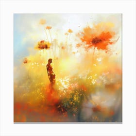 Woman amongst Autumn Flowers Canvas Print