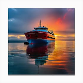 Sunset On A Ferry 8 Canvas Print