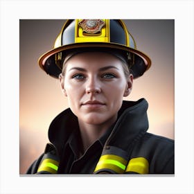 Portrait Of A Firefighter Canvas Print