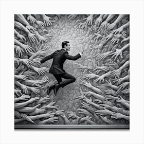 Man Jumps Into A Crowd Of Hands Canvas Print